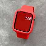 2pcs/set Solid Color Silicone Watch Strap & Soft Protector Case For  Watch 38/40/41/42/44/45/49Mm,Ultra/SE/9/8/7/6/5/4/3/2