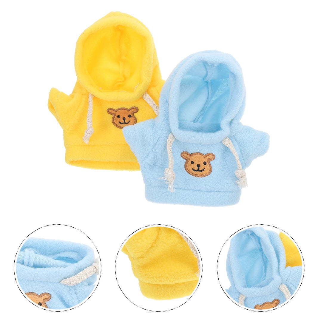 2 Pcs Stuffed Animal Hoodies Plush Bear Outfit Mini Clothes for Dress Up Accessory DIY Accessories Girl Toys