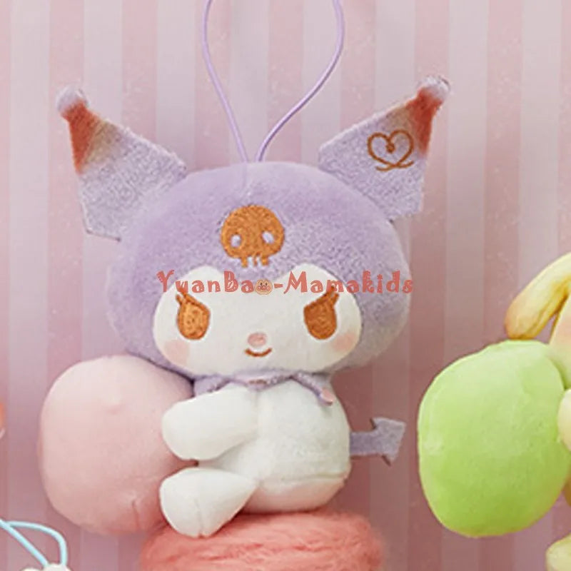 Japanese Original Sanrio Cotton Candy Plush Doll Melody Kuromi Cinnamoroll Pompom Purin Pochacco Anime Toys for Children Pendant