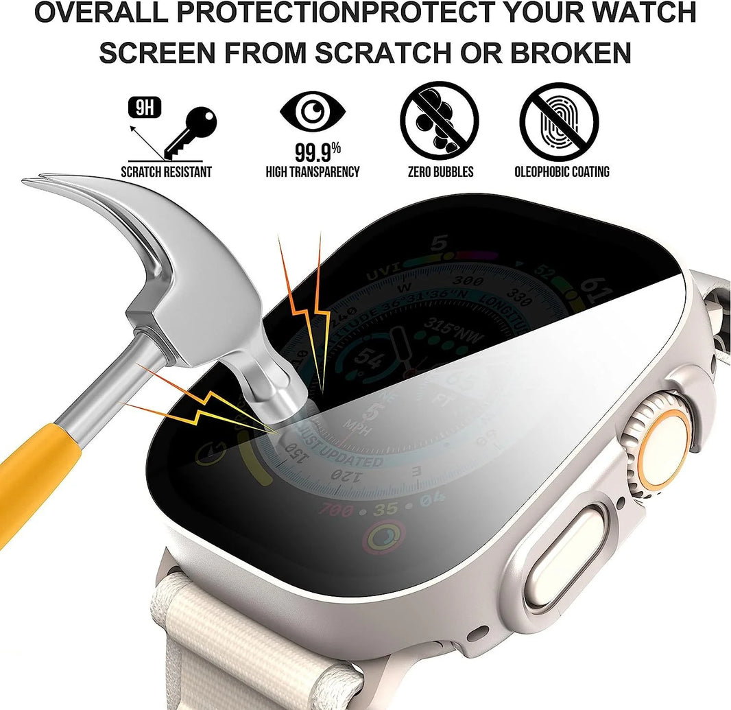 Anti-Scratch HD Glass+Case for Apple Watch 41mm 44mm Screen Protector Bumper for IWatch Ultra/Ultra2 49mm Protective Cover