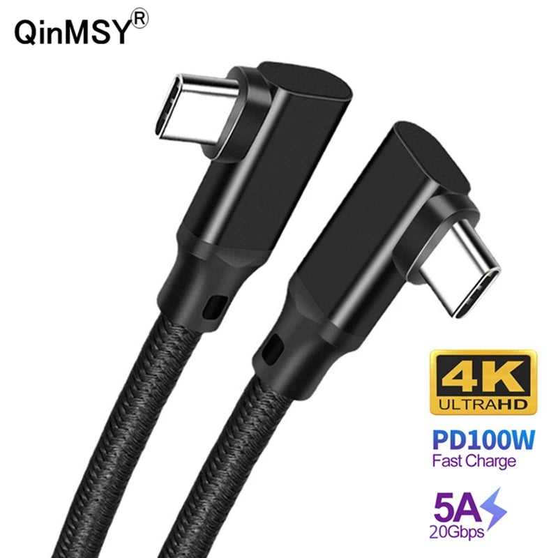 USB3.2 USB C To Type C 4K 20Gbps Date Cable PD 100W 5M Fast Charger 90 Degree Angle Charging Cord For Xiaomi Huawei Macbook iPad