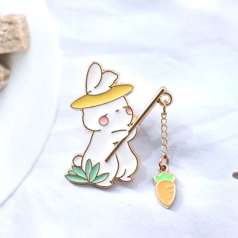 New Fashion Creative Cat Fishing Design Metal Enamel Brooch Cartoon Cute Animal Badge Pin Best Friend Gift Jewelry Accessories