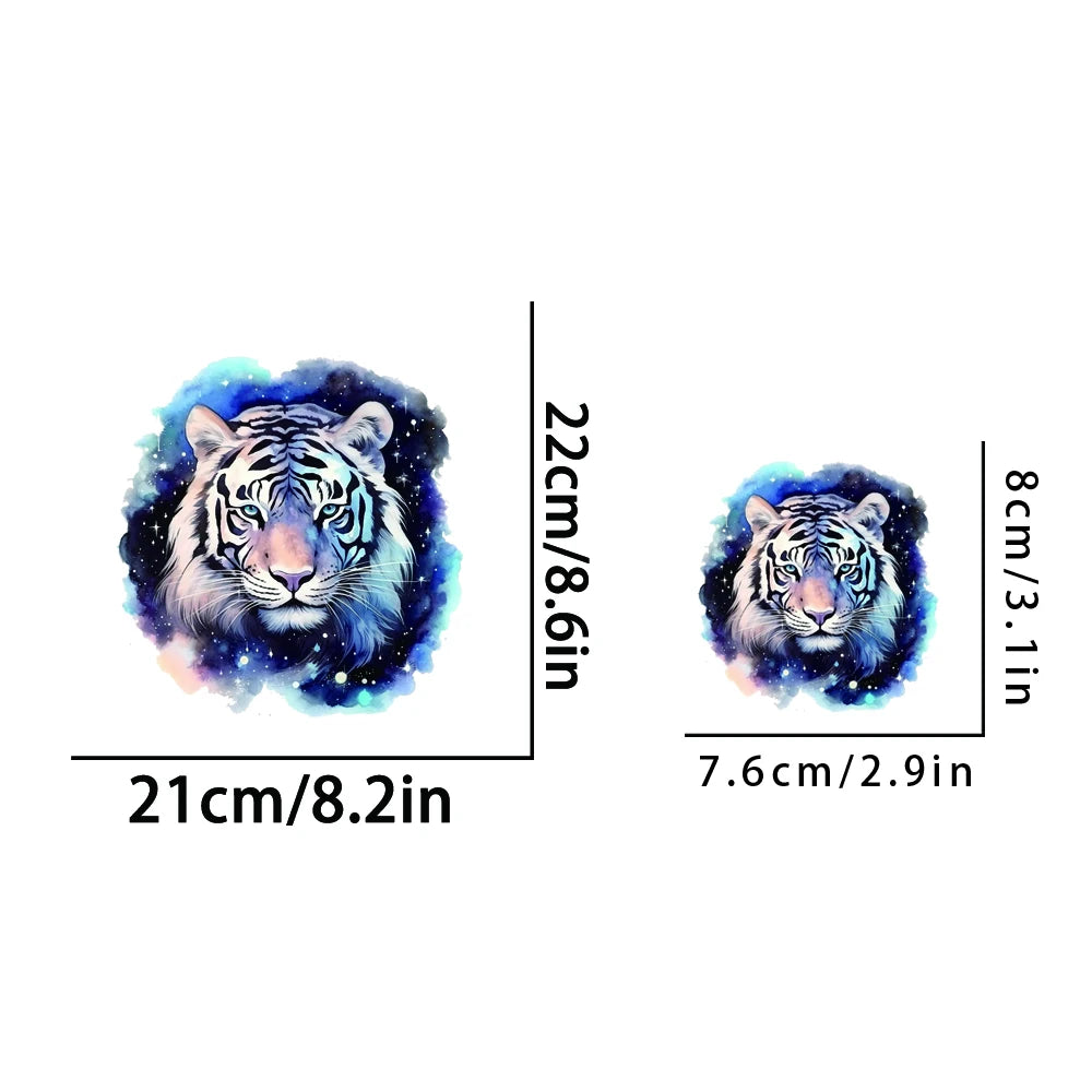 Starry Sky Constellation Tiger Iron on Patch Dtf Transfers Ready to Press Iron on Patches for Clothes Shirts Transfer DIY Sewing