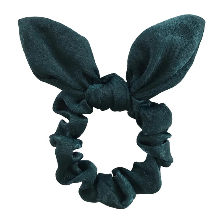 Satin Silk Bunny Ear Hair Scrunchies Gentle Rabbit Ear Hair Elastic Band Ponytail Bow Tie Scrunchy Hair Accessory