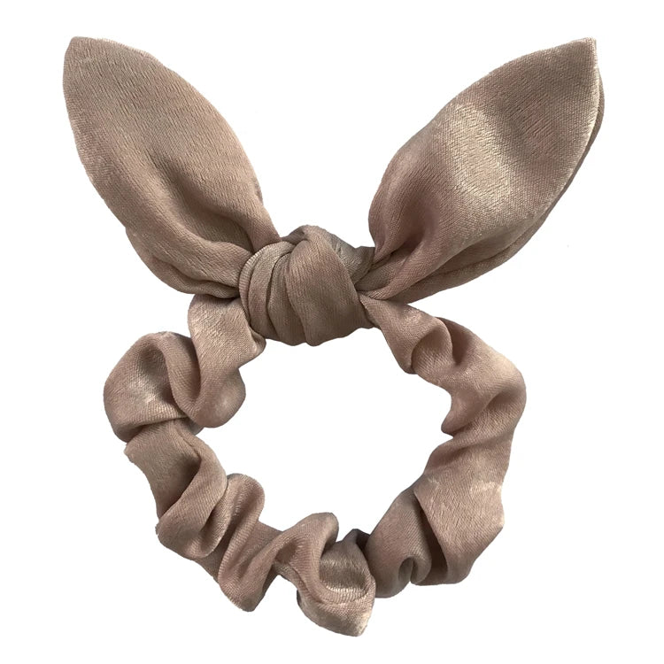 Satin Silk Bunny Ear Hair Scrunchies Gentle Rabbit Ear Hair Elastic Band Ponytail Bow Tie Scrunchy Hair Accessory